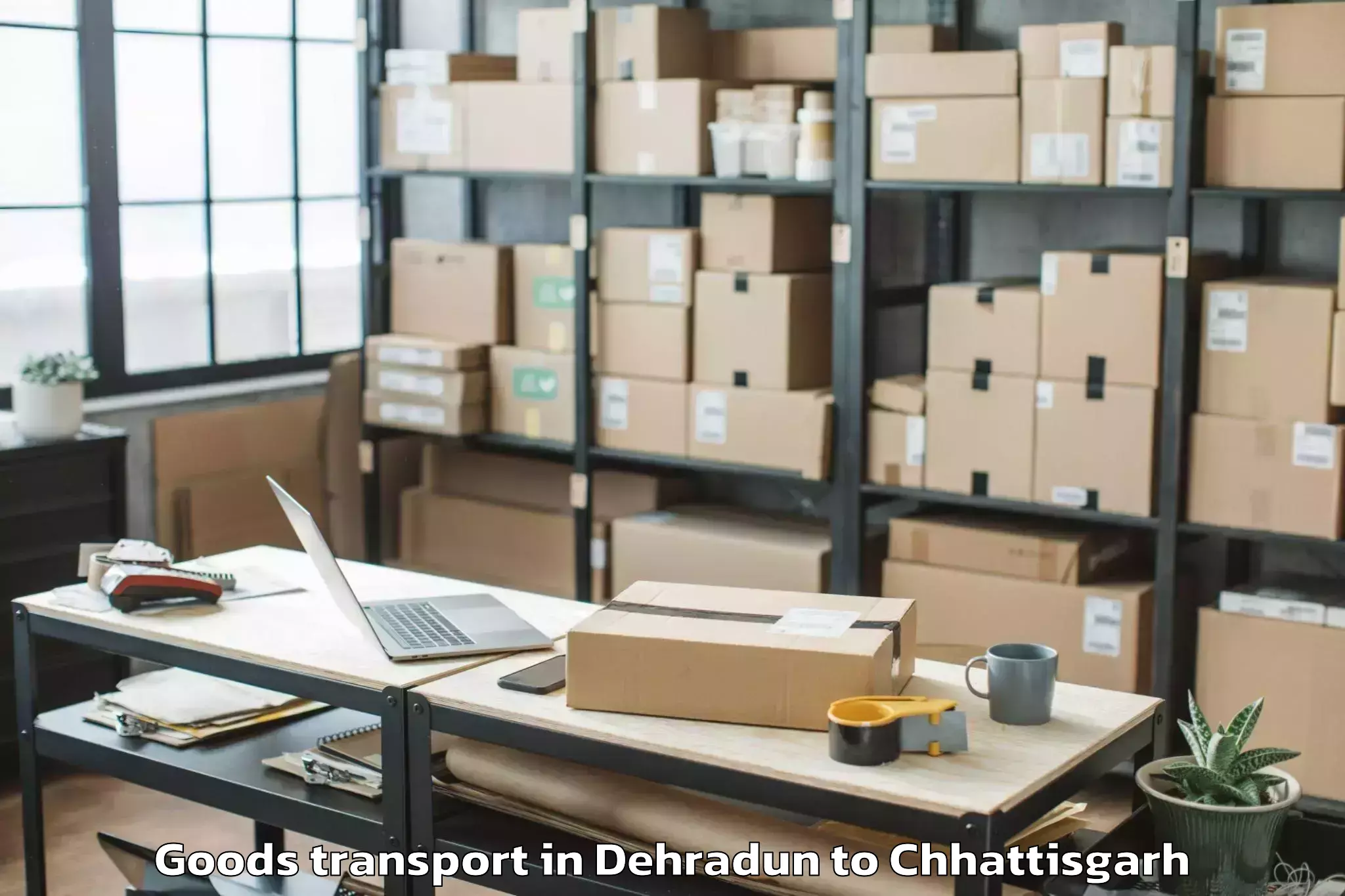 Trusted Dehradun to Berla Goods Transport